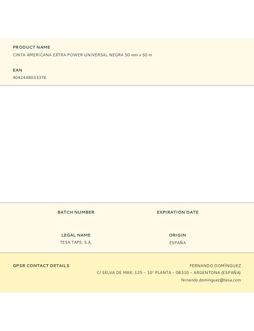Cinta americana extra power universal negra 50 mm x 50 m