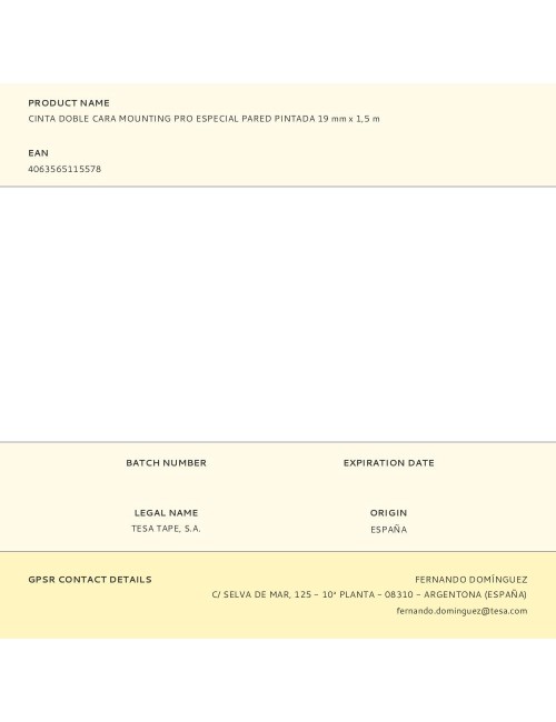 Cinta doble cara mounting pro especial pared pintada 19 mm x 1,5 m