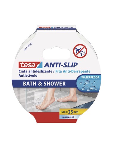 Cinta antideslizante baño y ducha transparente 25 mm x 5 m