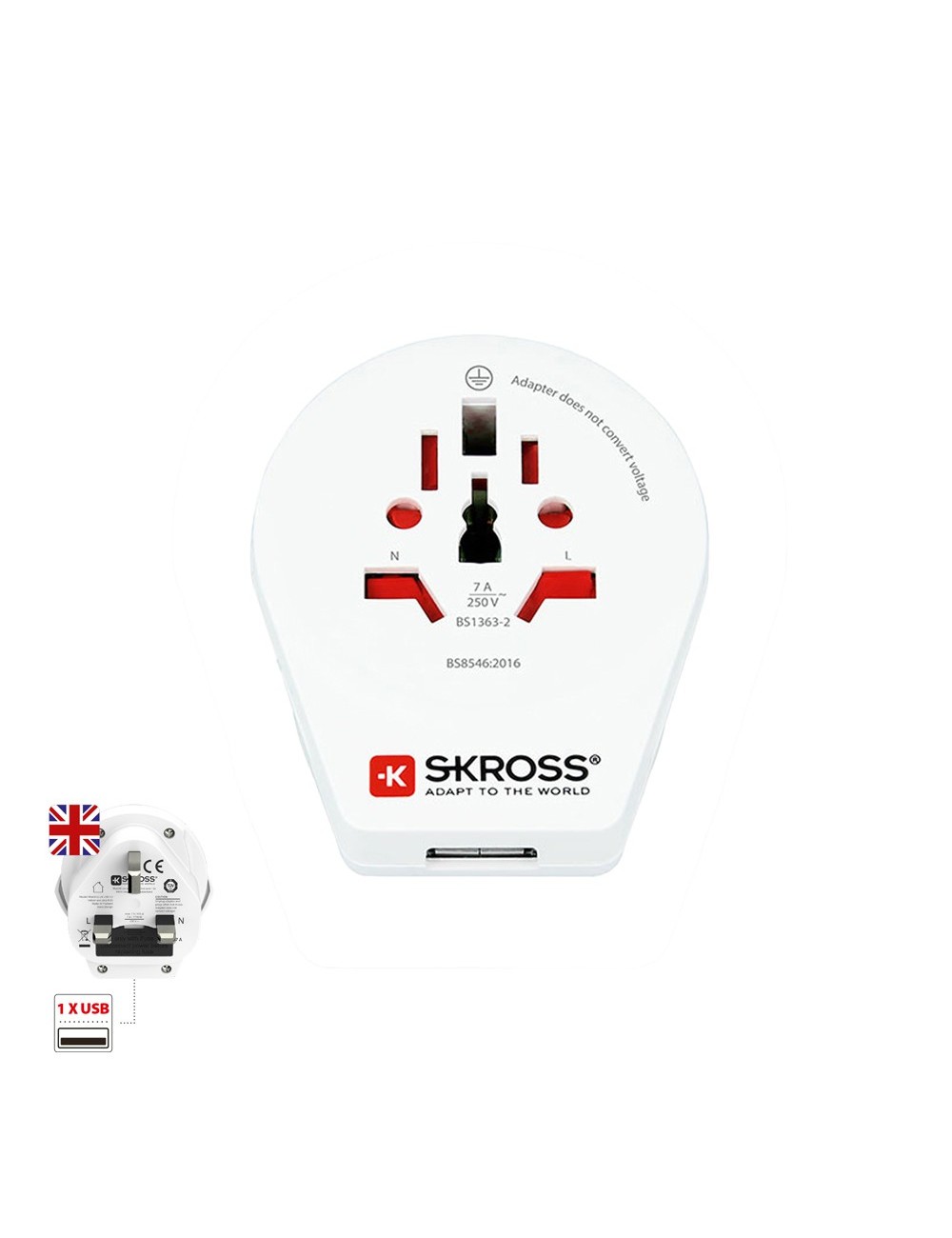 Adaptador mundial a reino unido con usb skross 1500267 Adaptador mundial a reino unido con usb skross 1500267
