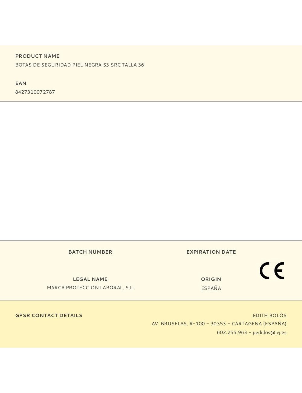 Botas de seguridad piel negra s3 src talla 36