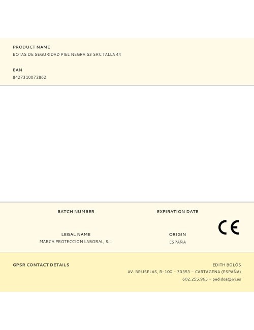 Botas de seguridad piel negra s3 src talla 44