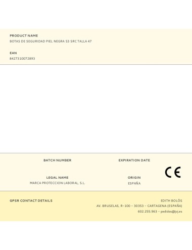 Botas de seguridad piel negra s3 src talla 47