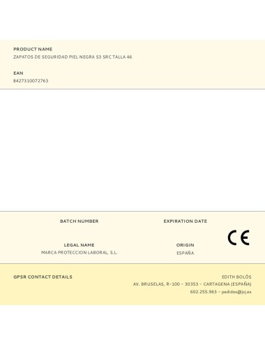 Zapatos de seguridad piel negra s3 src talla 46