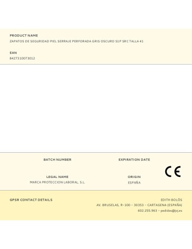 Zapatos de seguridad piel serraje perforada gris oscuro s1p src talla 41