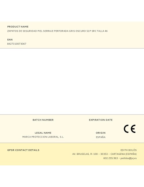 Zapatos de seguridad piel serraje perforada gris oscuro s1p src talla 46