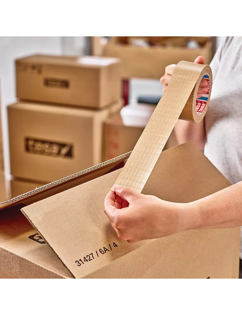 Cinta de embalar de papel marrón con filamentos 50 mm x 25 m