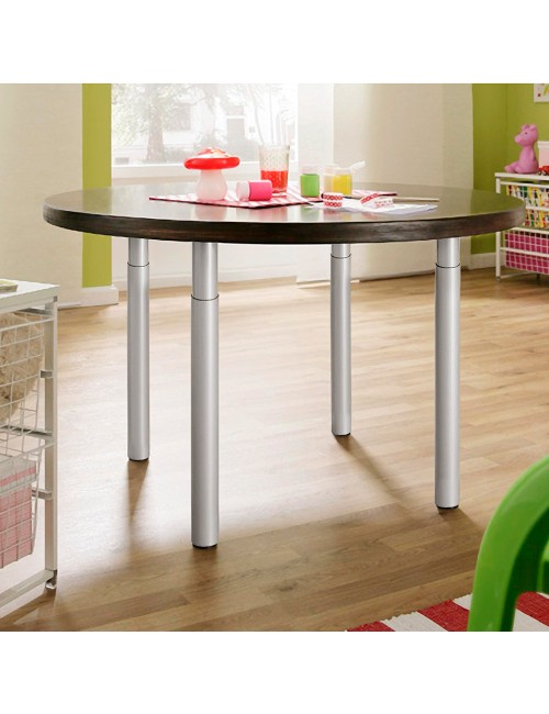 Pata extensible cilíndrica de acero en color aluminio mod.406e. altura 71/110m rei