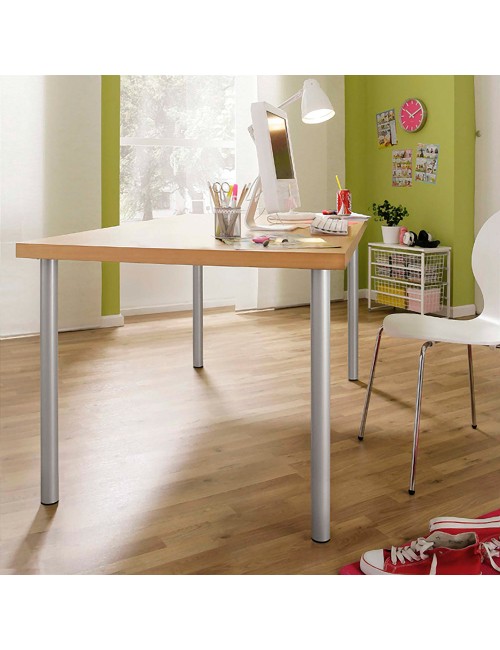 Pata regulable cilíndrica de acero en color aluminio mod.406g. altura 71cm rei