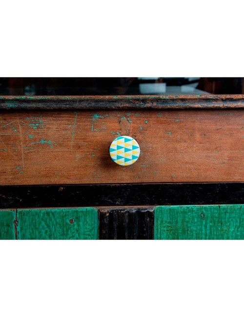 Blister con 4 pomos redondos para mueble fabricado en madera acabado azul mod. e223 ø38mm rei