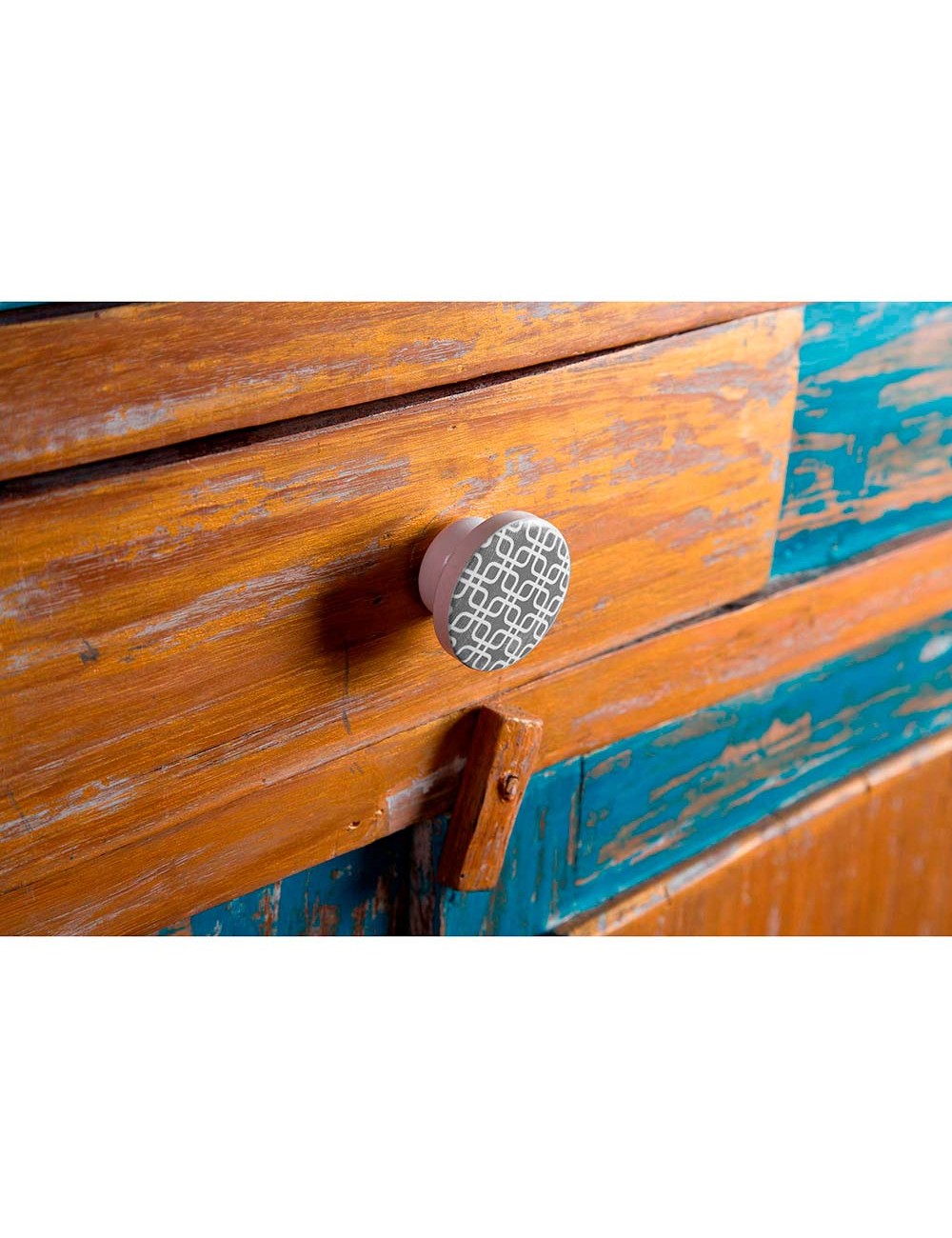 Blister con 4 pomos redondos para mueble fabricado en madera acabado gris mod. e225 ø38mm rei