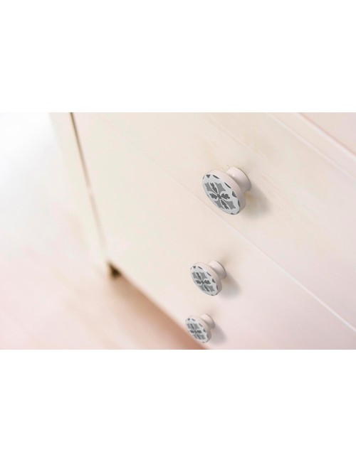 Blister con 4 pomos redondos para mueble fabricado en madera acabado gris mod. e243 ø38mm rei