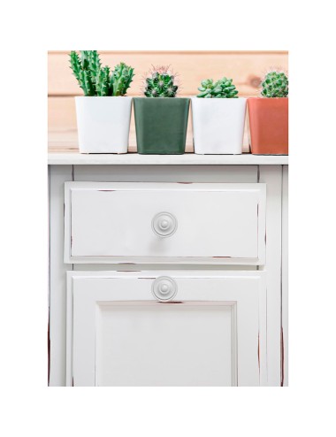 Blister con 4 pomos redondos para mueble fabricado en zamak acabado blanco poro mod.3110 ø35mm rei