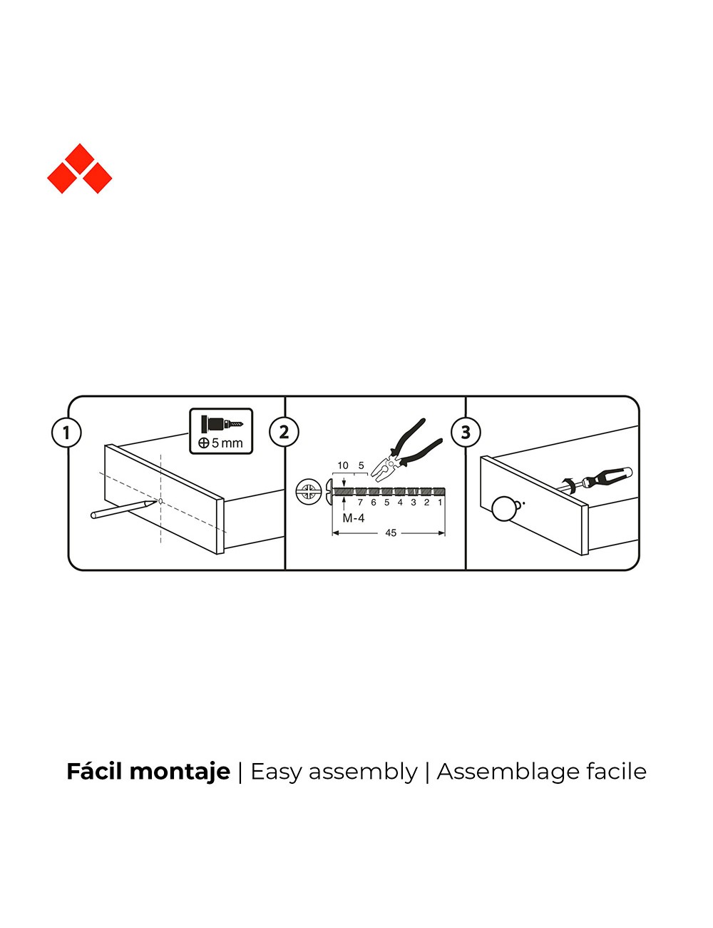 Blister con 4 pomos redondos para mueble fabricado en zamak acabado cromo mate mod.756 ø33mm rei
