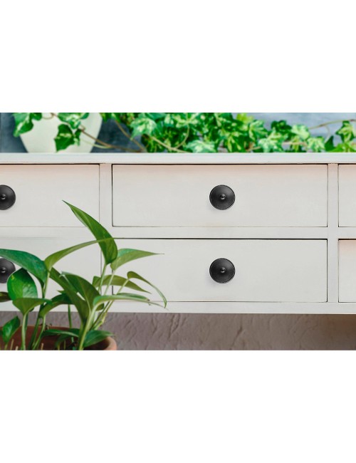 Blister con 4 pomos redondos para mueble fabricado en zamak acabado negro mate mod. 3121 ø30mm rei