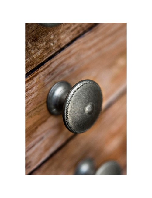 Blister con 4 pomos redondos para mueble fabricado en zamak acabado plata vieja mod. 3121 ø30mm rei