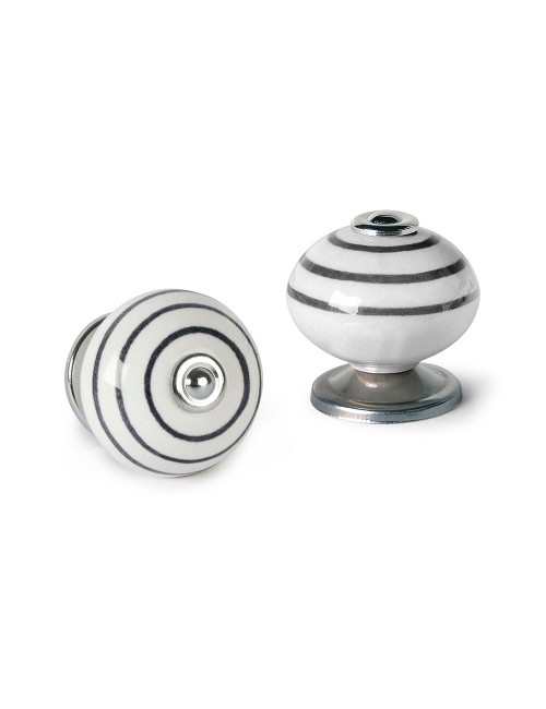 Blister con 4 pomos redondos para mueble fabricado en porcelana acabado azul mod. e501 ø40mm rei