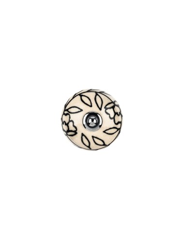 Blister con 4 pomos redondos para mueble fabricado en porcelana acabado blanco flor mod. e504 ø40mm rei