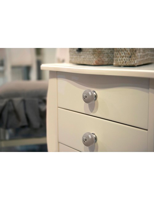 Blister con 4 pomos redondos para mueble fabricado en porcelana acabado gris mod. e517 ø40mm rei