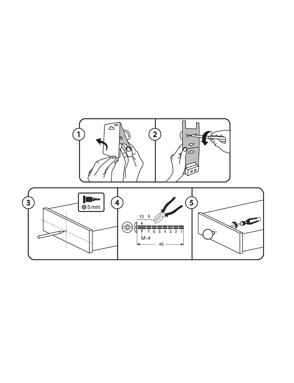 Blister con 4 pomos redondos para mueble fabricado en porcelana acabado ilustrado mod. e816 ø40mm rei