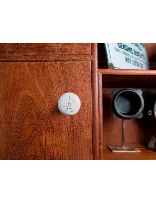 Blister con 4 pomos redondos para mueble fabricado en porcelana acabado ilustrado mod. e816 ø40mm rei