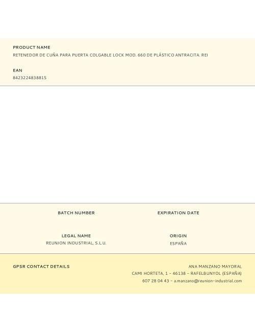 Retenedor de cuña para puerta colgable lock mod. 660 de plástico antracita. rei