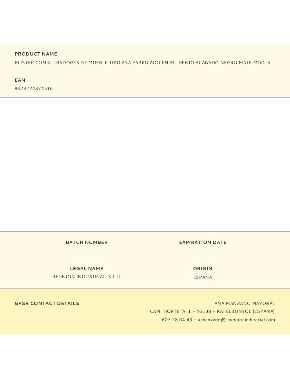 Blister con 4 tiradores de mueble tipo asa fabricado en aluminio acabado negro mate mod. 589a entrepuntos 128mm rei