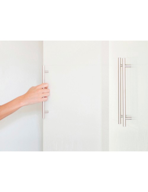 Blister con 4 tiradores de mueble tipo asa fabricado en acero inoxidable acabado aluminio mod. 891h entrepuntos 128mm rei