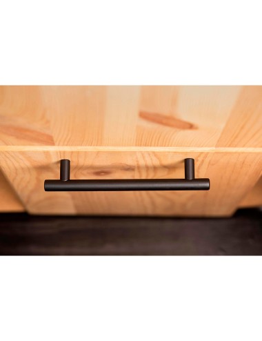 Blister con 4 tiradores de mueble tipo asa fabricado en acero inoxidable acabado negro mate mod. 891h entrepuntos 128mm rei