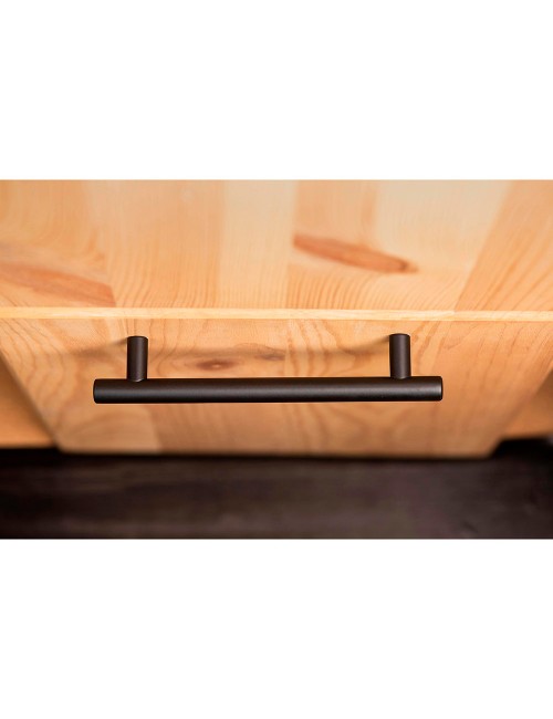 Blister con 4 tiradores de mueble tipo asa fabricado en acero inoxidable acabado negro mate mod. 891h entrepuntos 128mm rei