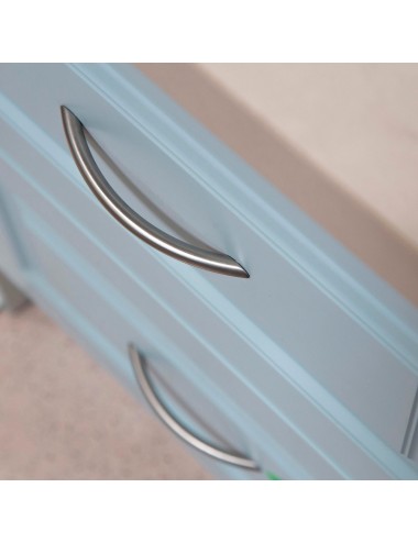 Blister con 4 tiradores de mueble tipo asa fabricado en zamak acabado níquel satinado mod. 153 entrepuntos 96mm rei