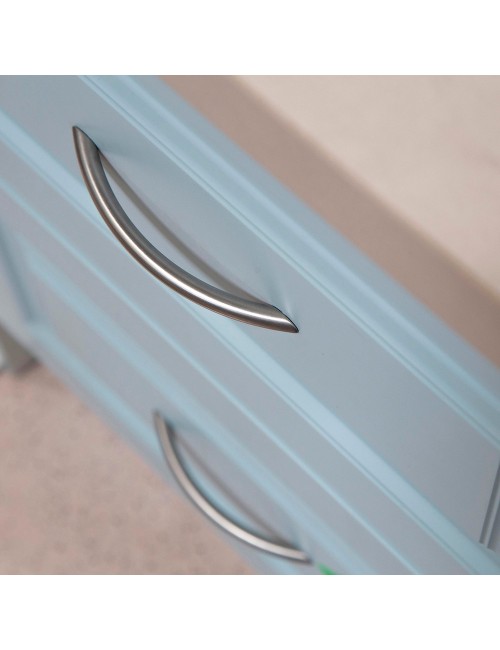 Blister con 4 tiradores de mueble tipo asa fabricado en zamak acabado níquel satinado mod. 153 entrepuntos 96mm rei