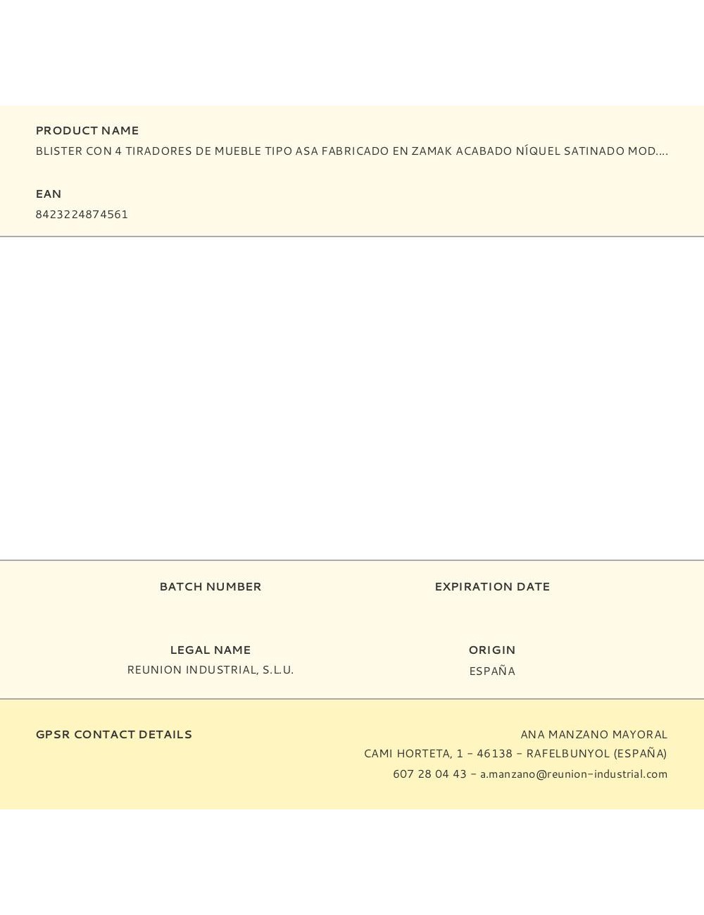 Blister con 4 tiradores de mueble tipo asa fabricado en zamak acabado níquel satinado mod. 153 entrepuntos 96mm rei