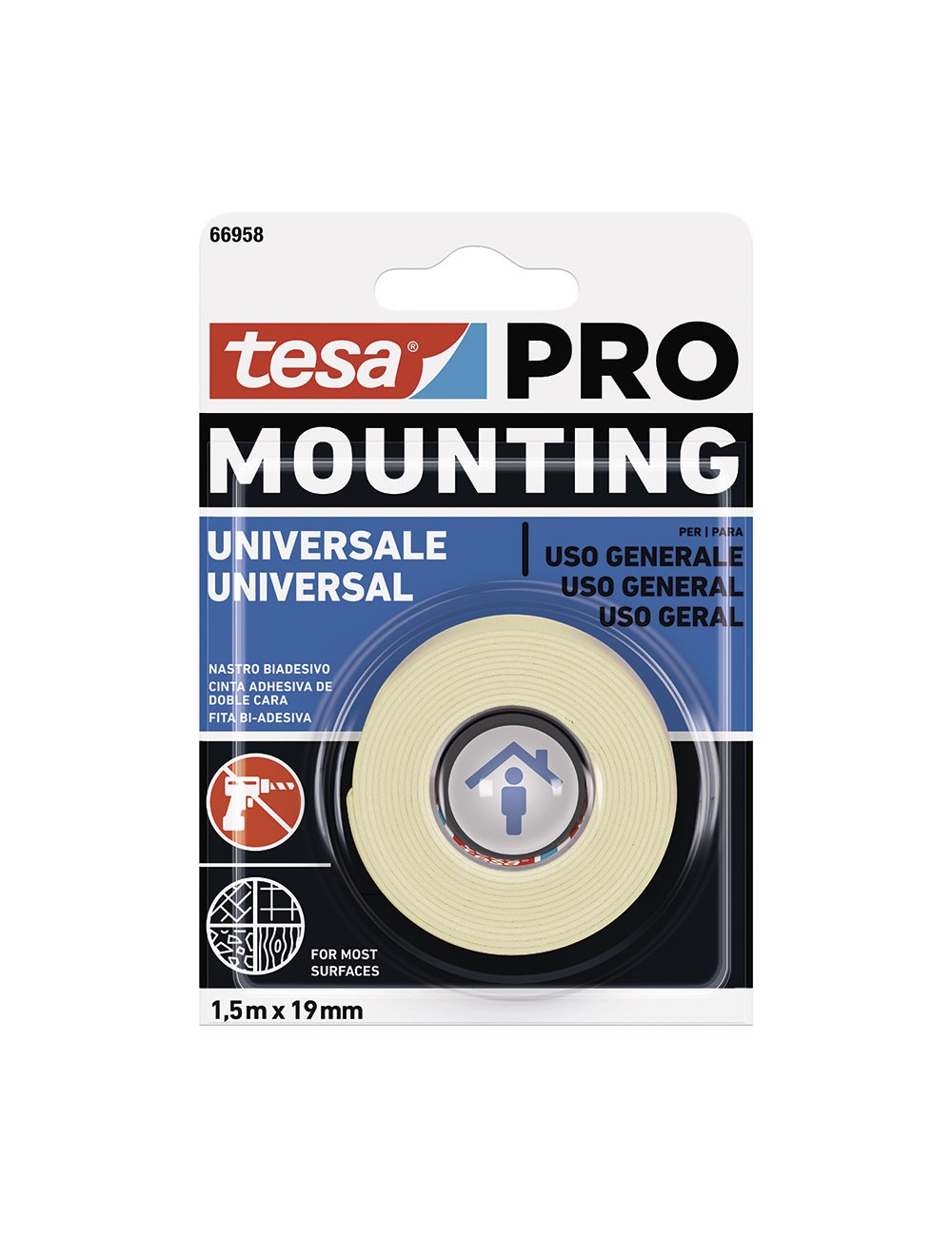 Cinta doble cara mounting pro universal 19 mm x 1,5 m