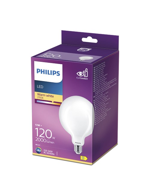 Bombilla globo led e27 13 w 2000 lm 2700 k luz calida ø12,4 x 17,7 cm