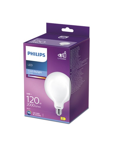 Bombilla globo led e27 13 w 2000 lm 6500 k luz fría ø12,4 x 17,7 cm