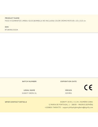 Foco 4 elementos limbali gu10 (bombilla no incluida) color cromo mate 69 x 10 x 15,5 cm