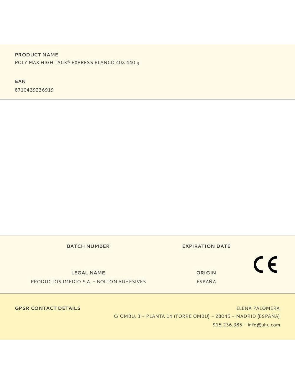 Poly max high tack® express blanco 40% 440 g