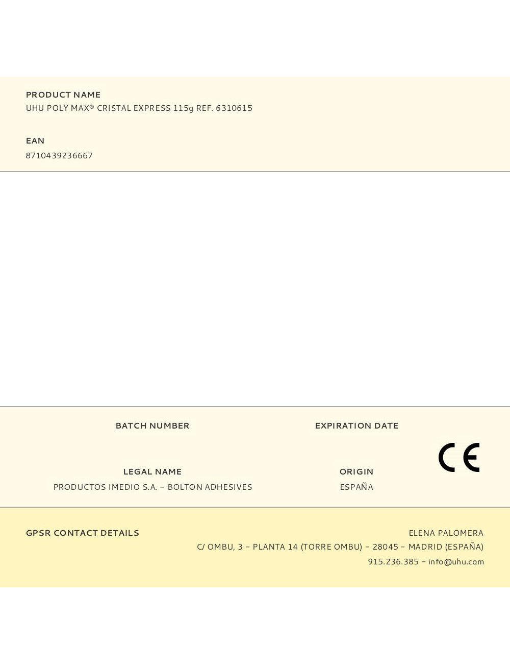 Adhesivo express para cristal 115 g