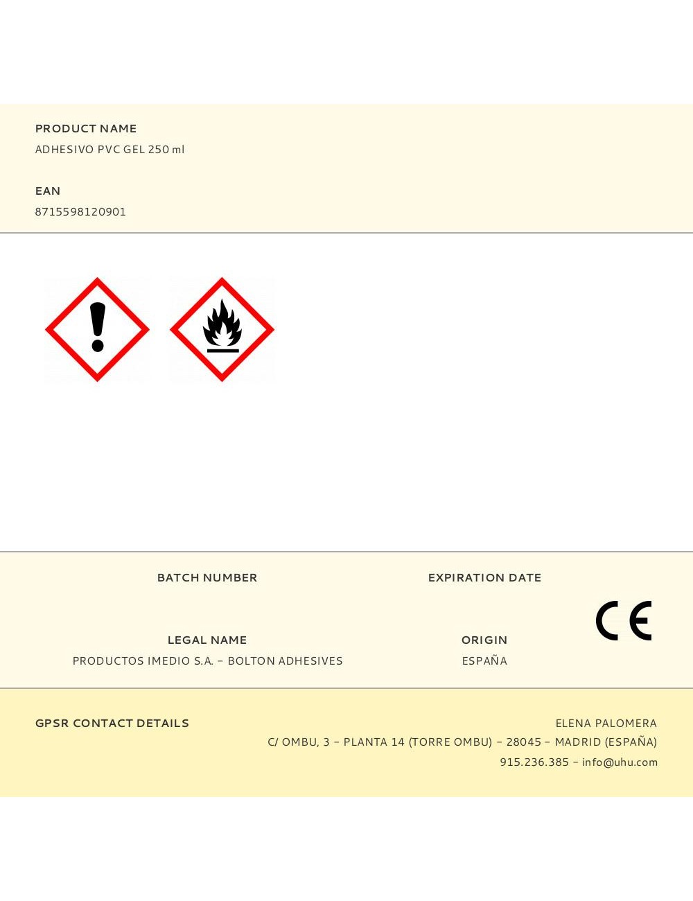 Adhesivo pvc gel 250 ml
