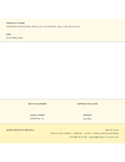 Haragan profesional metalico, sin mango. 55cm 1385 55x3x13cm