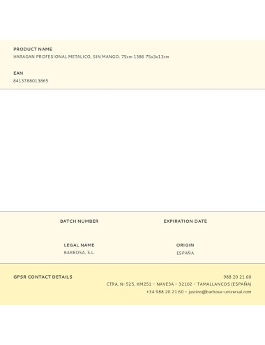 Haragan profesional metalico, sin mango. 75cm 1386 75x3x13cm