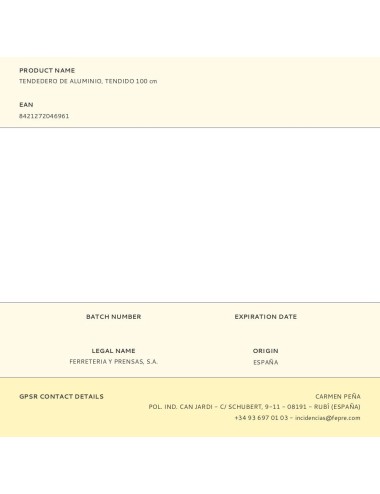 Tendedero de aluminio, tendido 100 cm