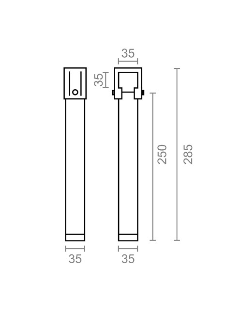 Juego de 4 patas de somier pt25 35x35x250mm sin rueda, negro 96402 micel