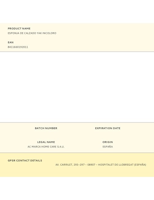 Esponja de calzado yak incoloro