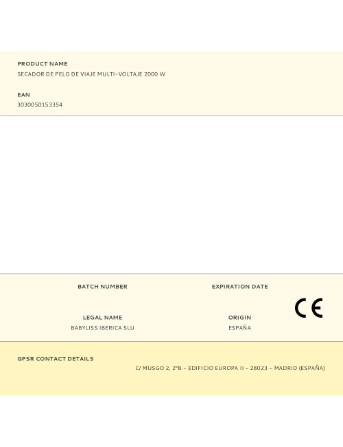 Secador de pelo de viaje multi-voltaje 2000 w