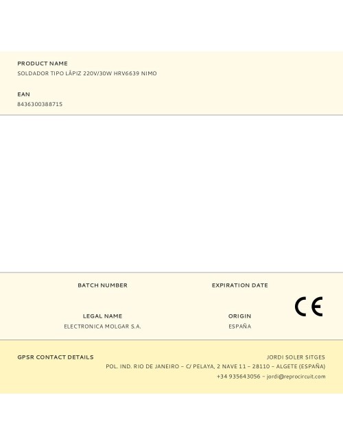 Soldador tipo lápiz 220v/30w hrv6639 nimo