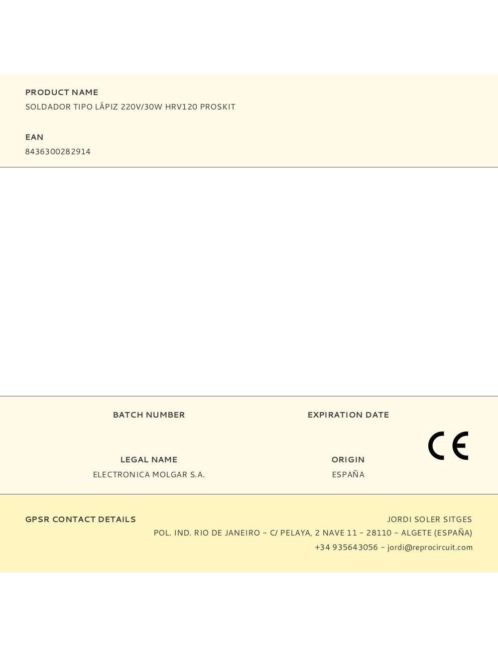 Soldador tipo lápiz 220v/30w hrv120 proskit