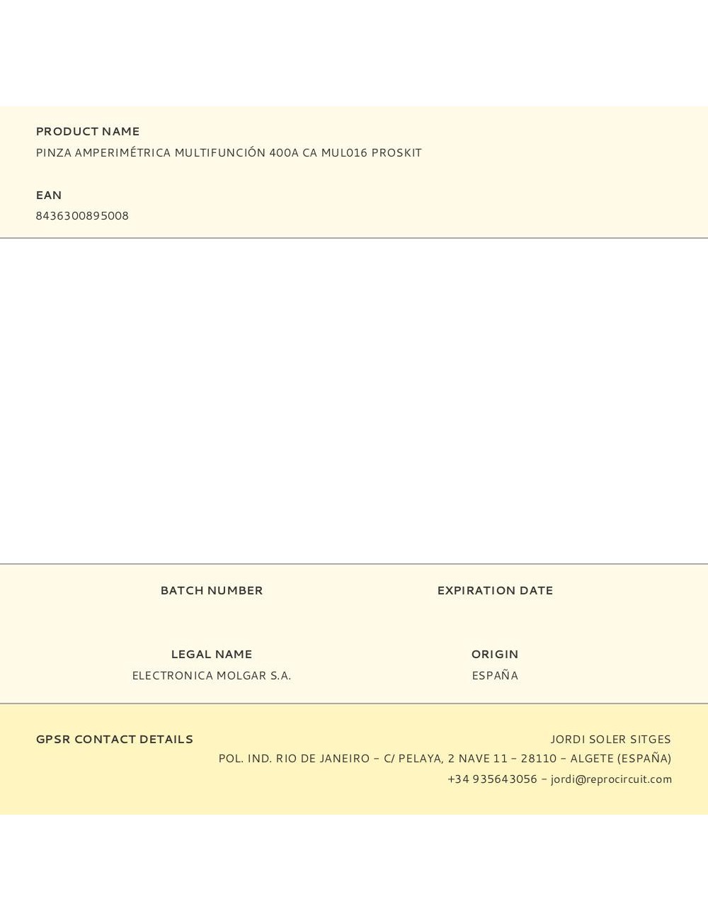 Pinza amperimétrica multifunción 400a ca mul016 proskit