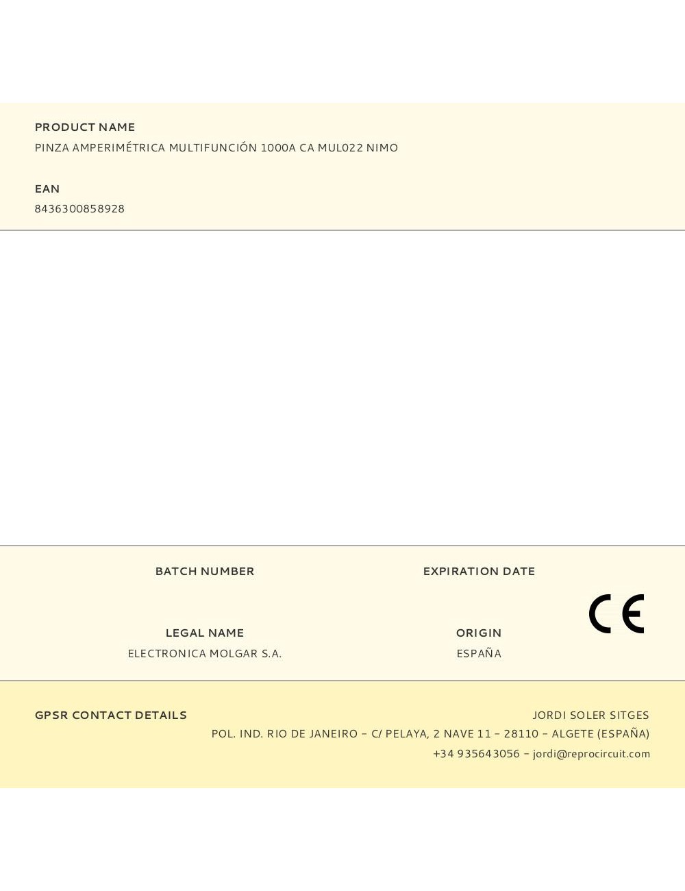 Pinza amperimétrica multifunción 1000a ca mul022 nimo